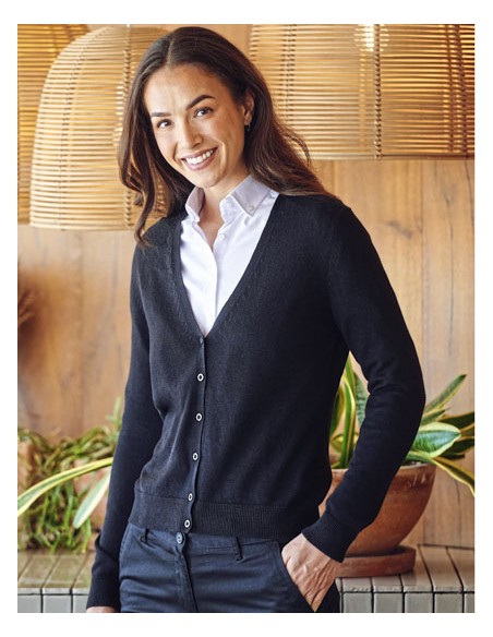HEN-H726-Ladies Lightweight V-Neck Short Cardigan 2